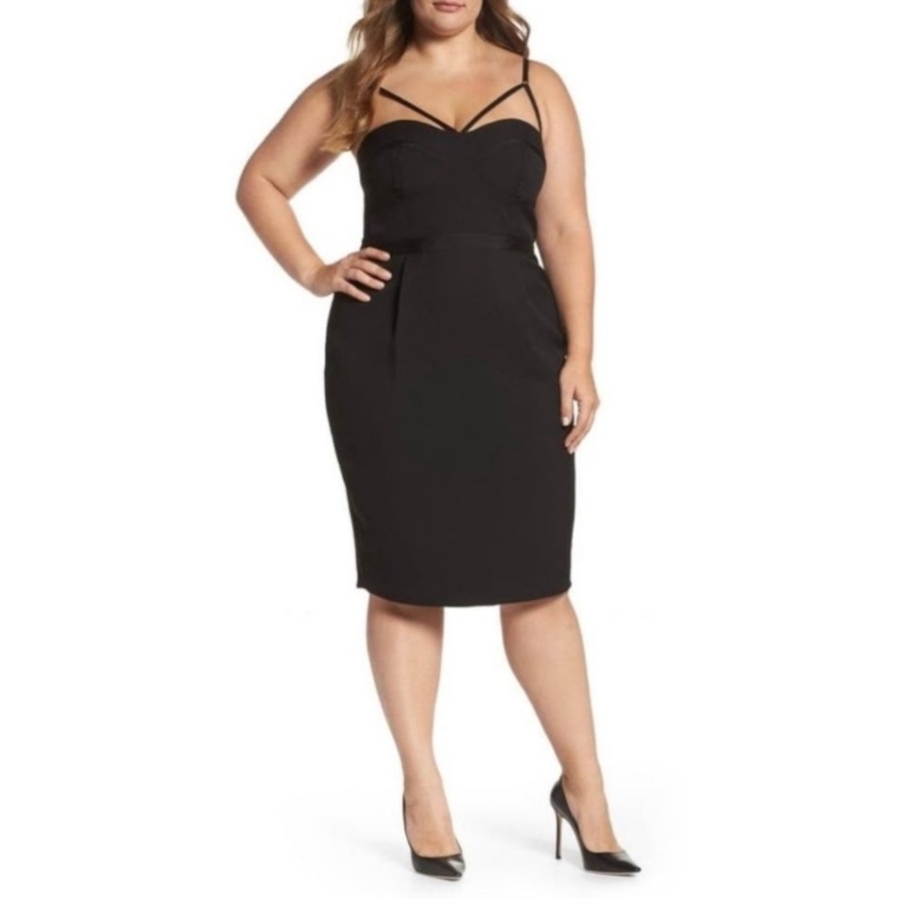 City Chic 14 Strappy Corset Pencil Dress, Black, NWOT